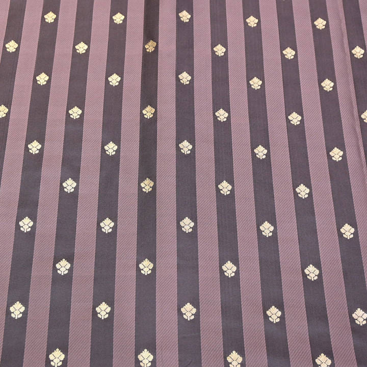 Premium Satin Stripes Zari Buta Brocade Fabric | Designer Zari Woven Fabric | MAS265-06