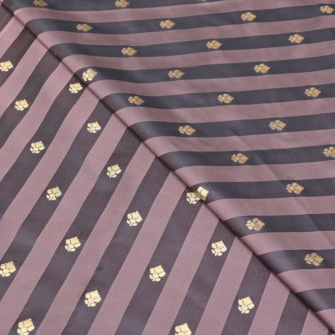 Premium Satin Stripes Zari Buta Brocade Fabric | Designer Zari Woven Fabric | MAS265-06
