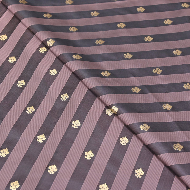 Premium Satin Stripes Zari Buta Brocade Fabric | Designer Zari Woven Fabric | MAS265-06