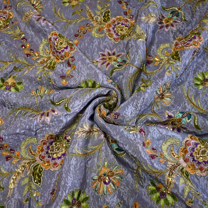 Crepe Zari With Sequins Embroidery