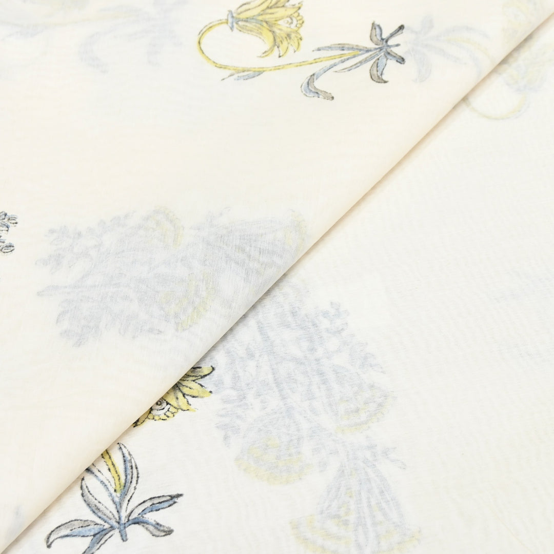 Silk Chanderi Printed Fabric-Lightweight Soft Designer Fabric-SIL205-5