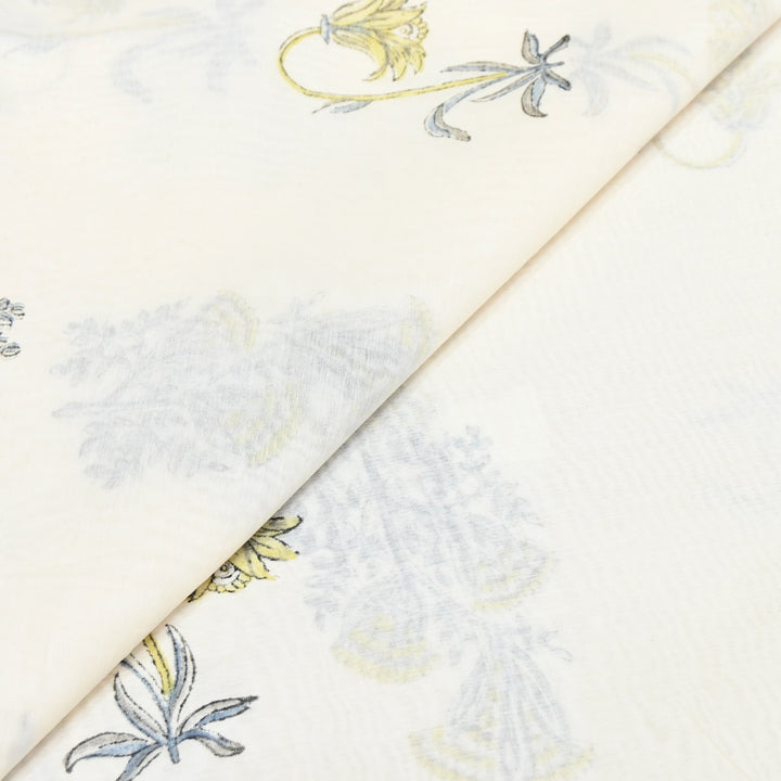 Silk Chanderi Printed Fabric-Lightweight Soft Designer Fabric-SIL205-5