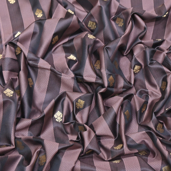 Premium Satin Stripes Zari Buta Brocade Fabric | Designer Zari Woven Fabric | MAS265-06
