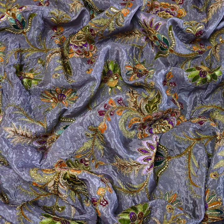 Crepe Zari With Sequins Embroidery