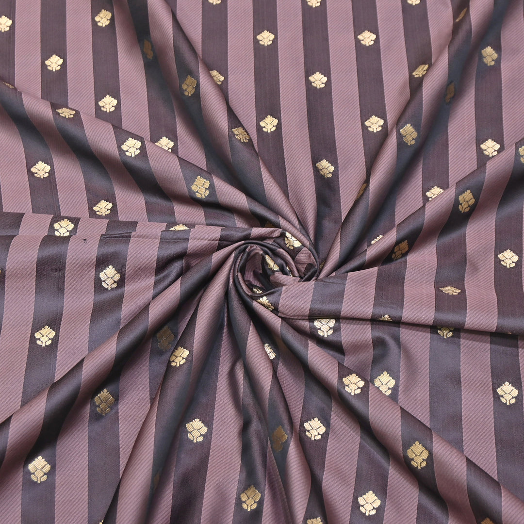 Premium Satin Stripes Zari Buta Brocade Fabric | Designer Zari Woven Fabric | MAS265-06