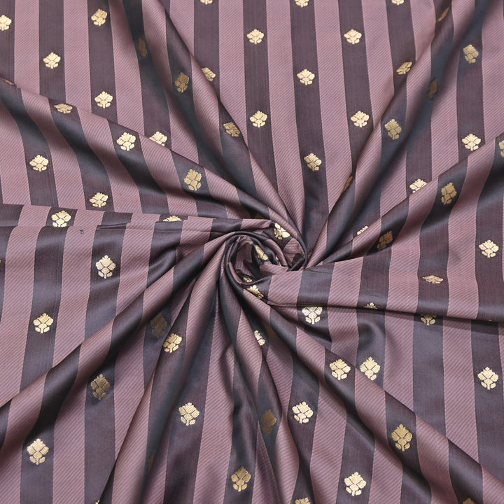 Premium Satin Stripes Zari Buta Brocade Fabric | Designer Zari Woven Fabric | MAS265-06