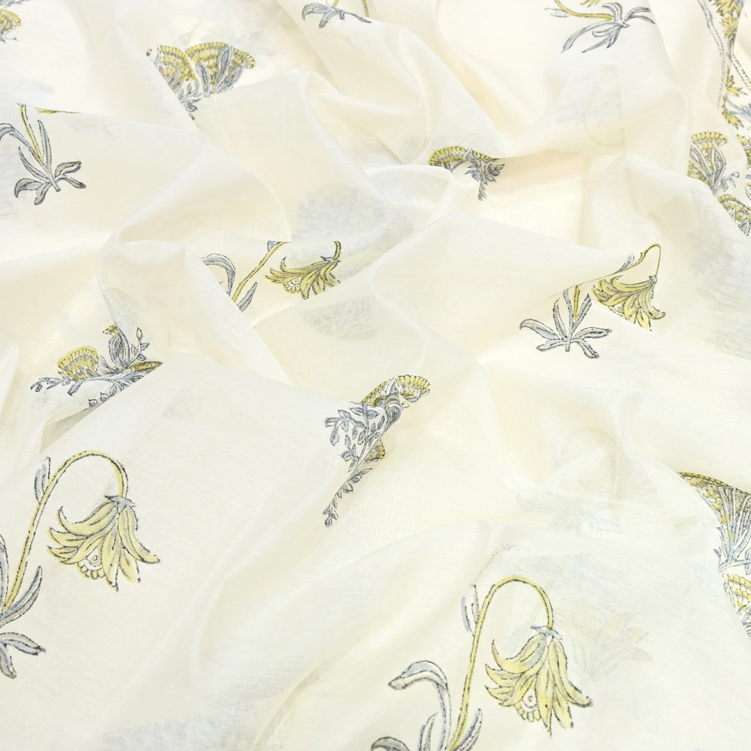 Silk Chanderi Printed Fabric-Lightweight Soft Designer Fabric-SIL205-5
