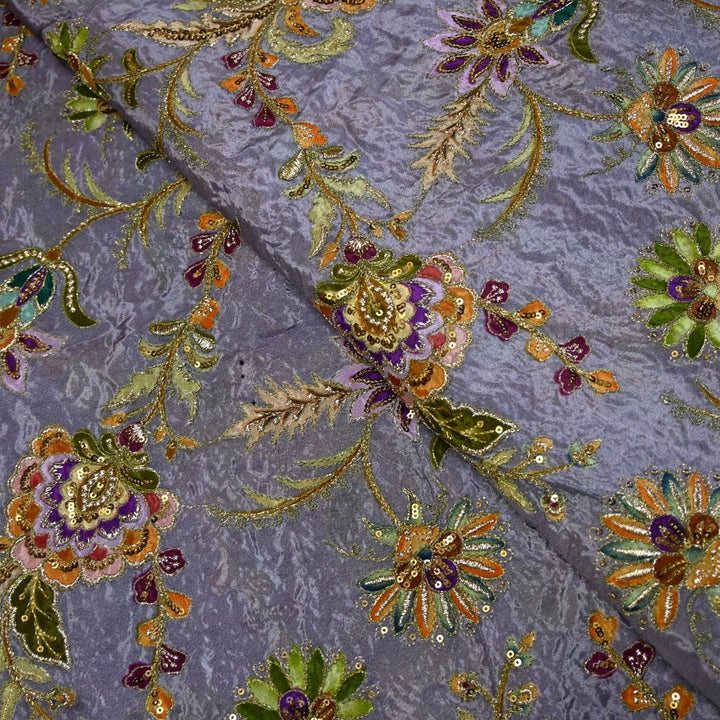 Crepe Zari With Sequins Embroidery