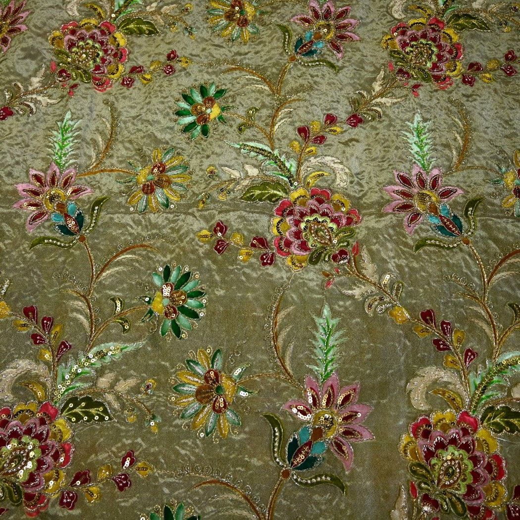 Crepe Zari With Sequins Embroidery