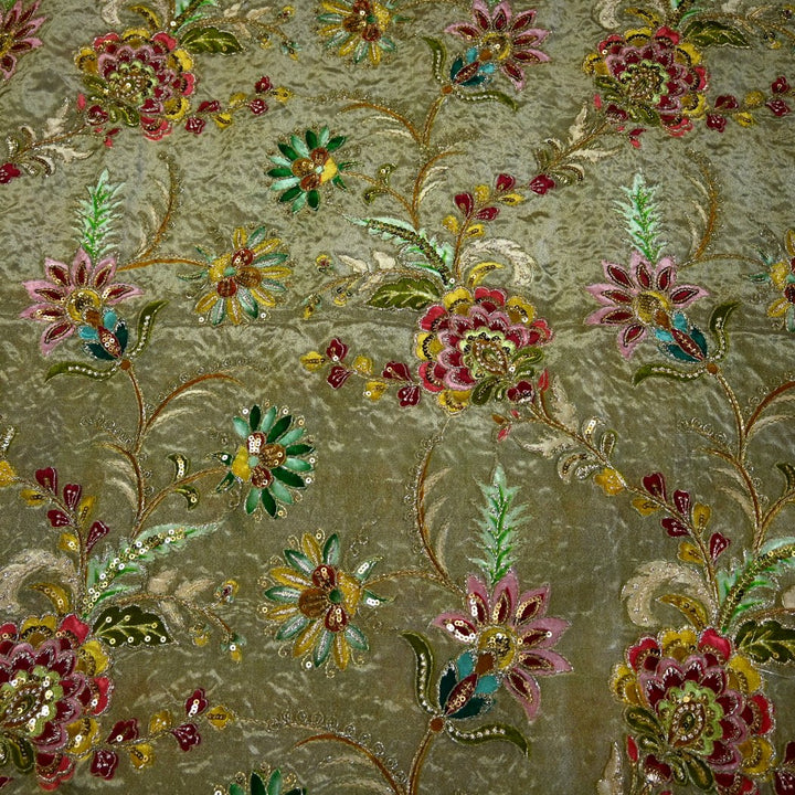 Crepe Zari With Sequins Embroidery