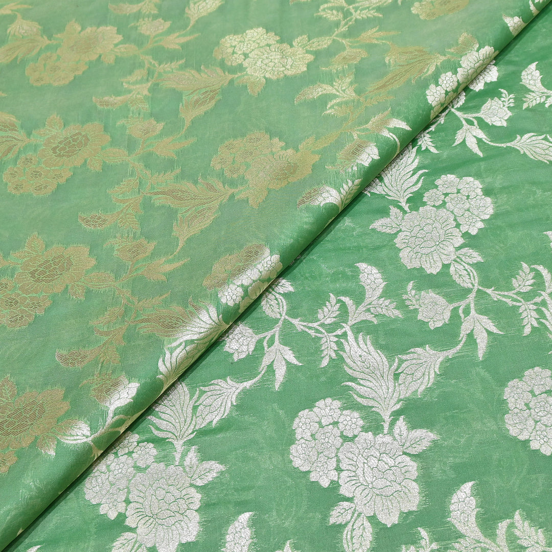 Premium Katan Silk Water Zari Jaal Brocade Fabric | Luxury Banarasi Zari Woven Fabric | WAT220-1