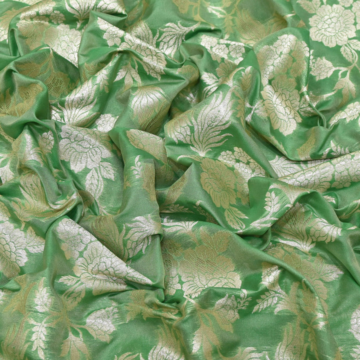 Premium Katan Silk Water Zari Jaal Brocade Fabric | Luxury Banarasi Zari Woven Fabric | WAT220-1