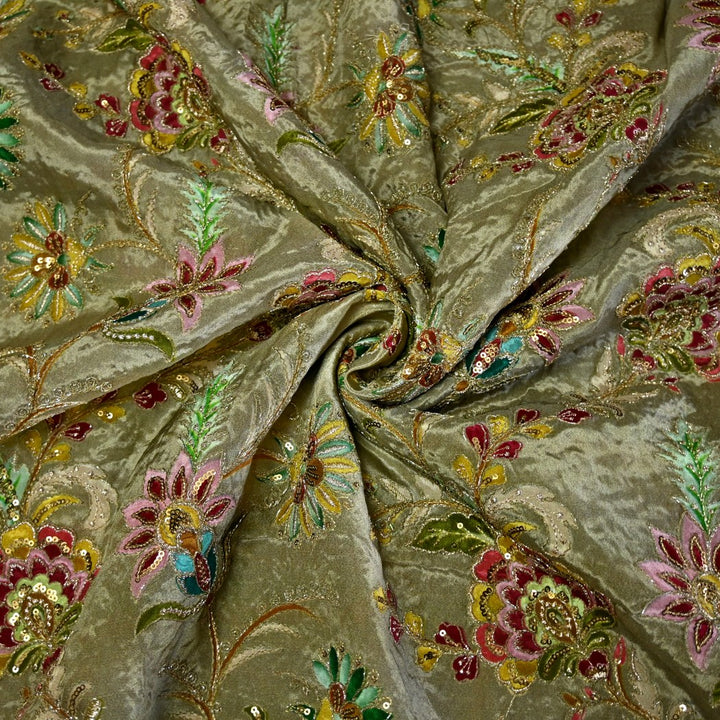 Crepe Zari With Sequins Embroidery