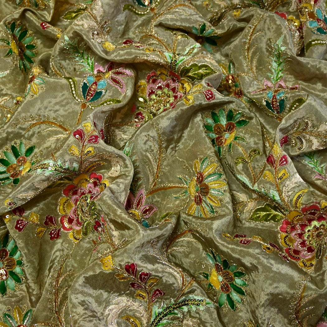 Crepe Zari With Sequins Embroidery