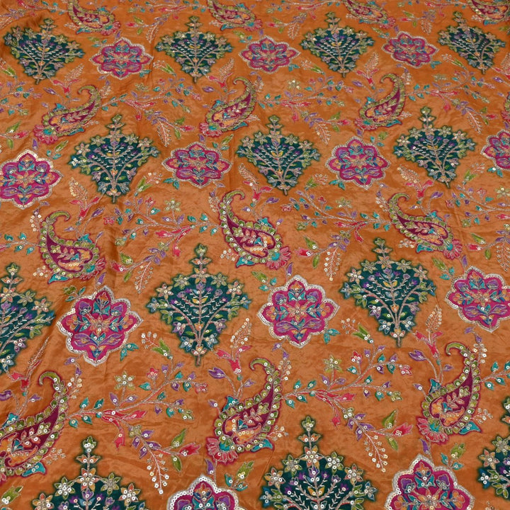 Dyed Viscose Georgette Moti Mirror Sequins Embroidery Fabrics