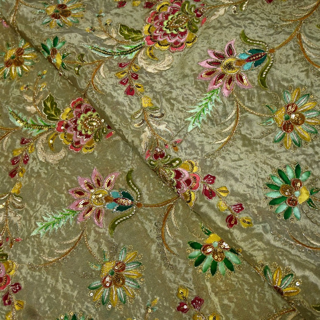 Crepe Zari With Sequins Embroidery