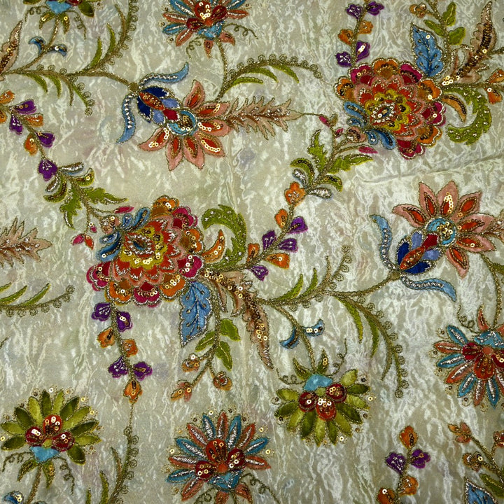 Crepe Zari With Sequins Embroidery