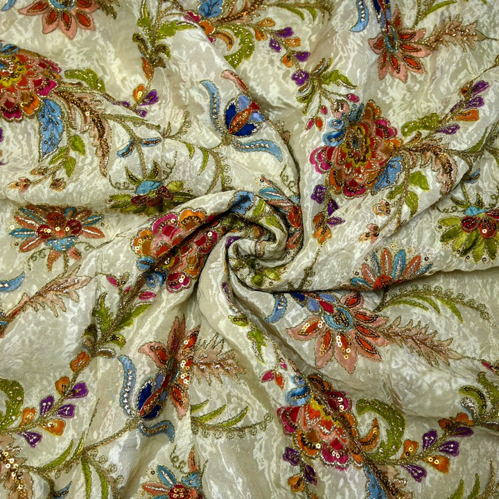 Crepe Zari With Sequins Embroidery