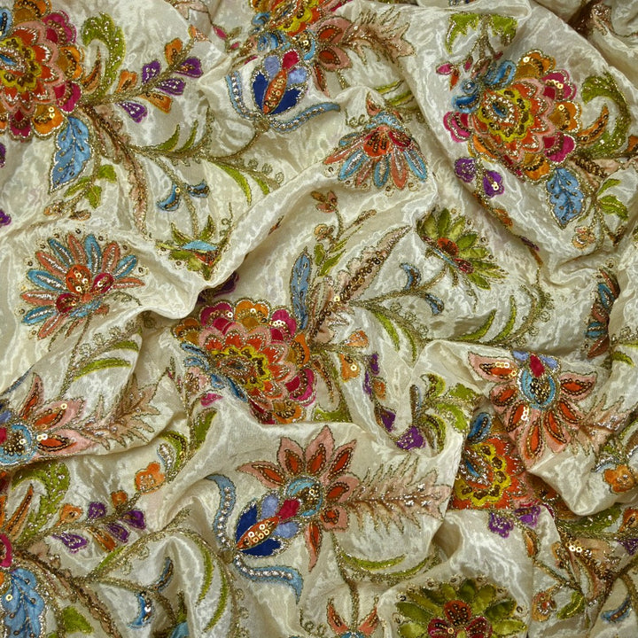 Crepe Zari With Sequins Embroidery