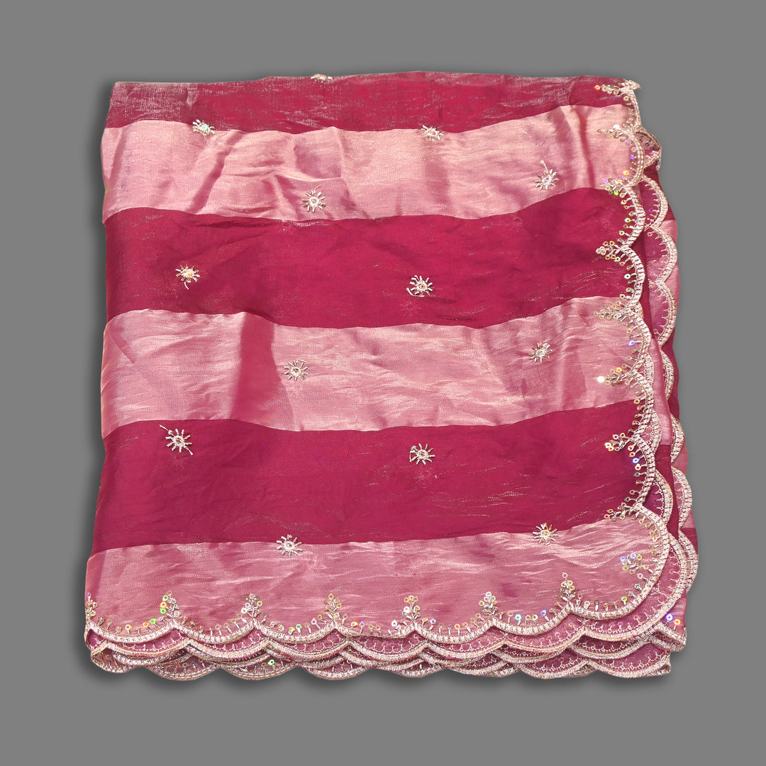Elegant Fendi Organza Zari & Sequins Embroidery Dupatta | Premium Designer Dupatta | JHA435-08