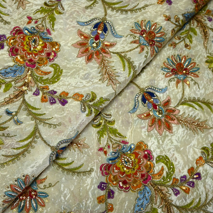 Crepe Zari With Sequins Embroidery