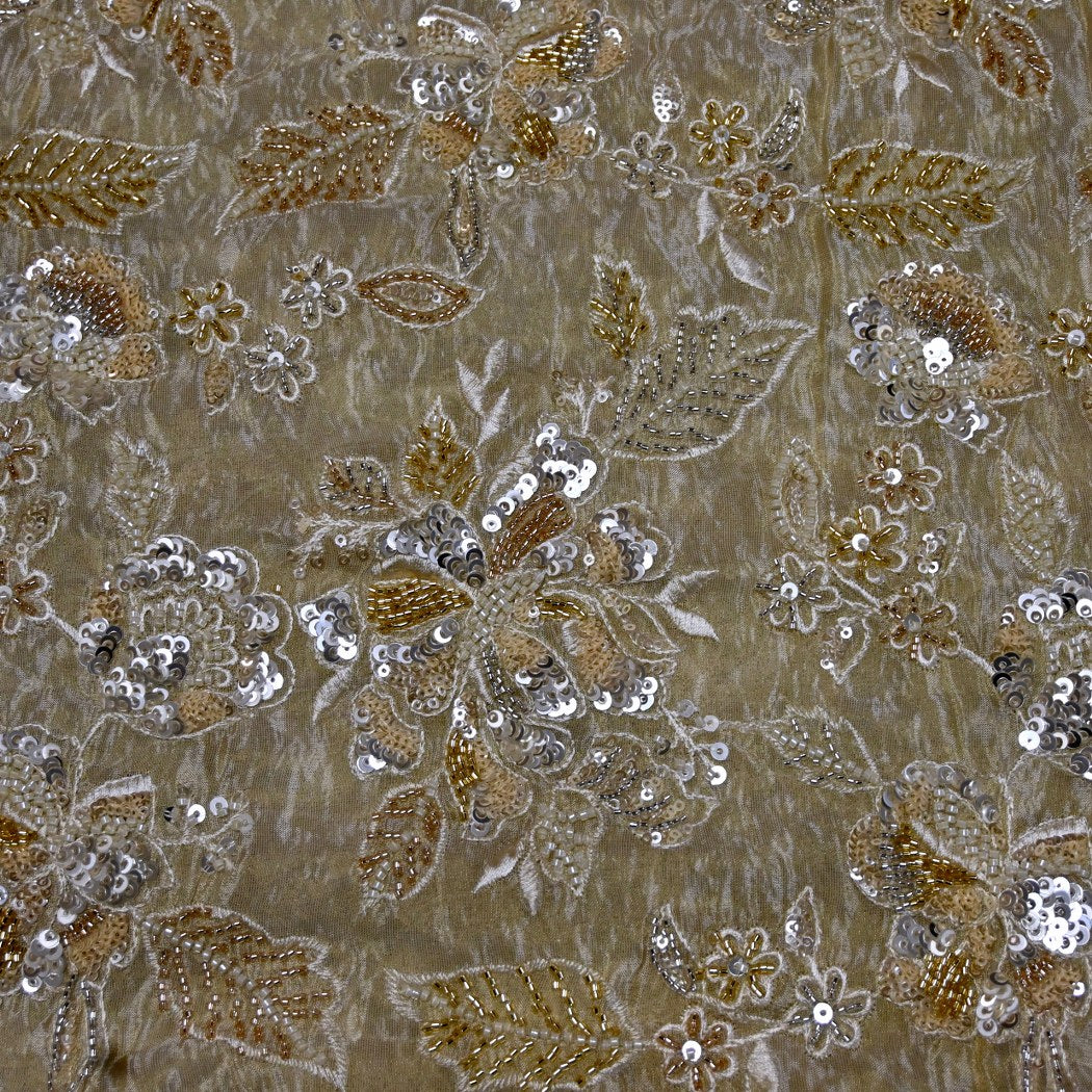 Premium Dyeable Tissue Moti Sequins Embroidery Fabrics