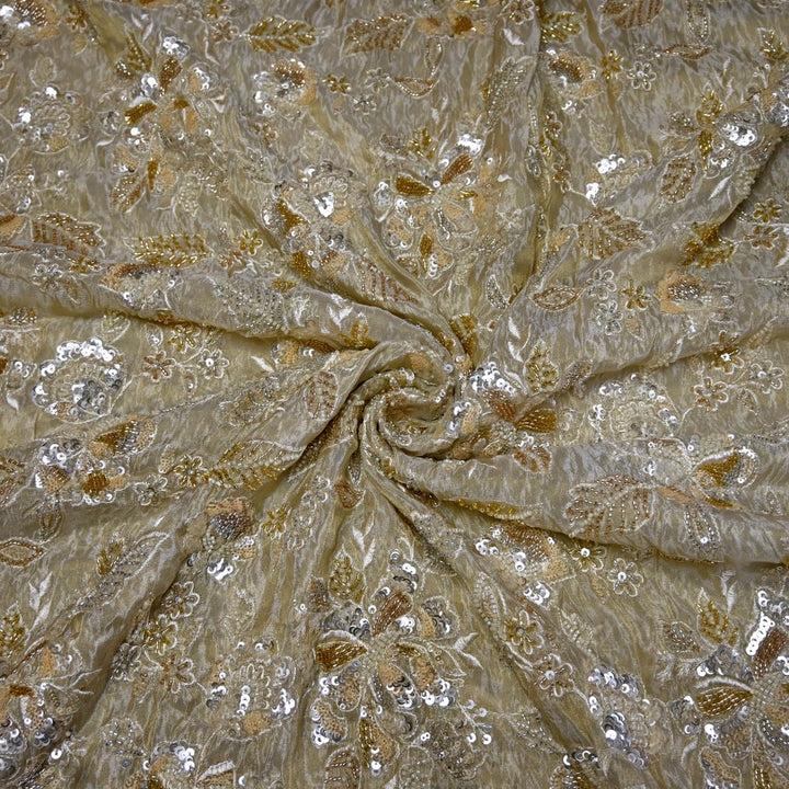 Premium Dyeable Tissue Moti Sequins Embroidery Fabrics