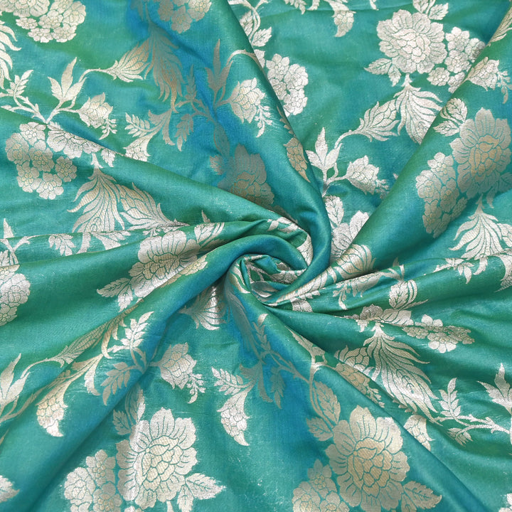 Premium Katan Silk Water Zari Jaal Brocade Fabric | Luxury Banarasi Zari Woven Fabric | WAT220-3