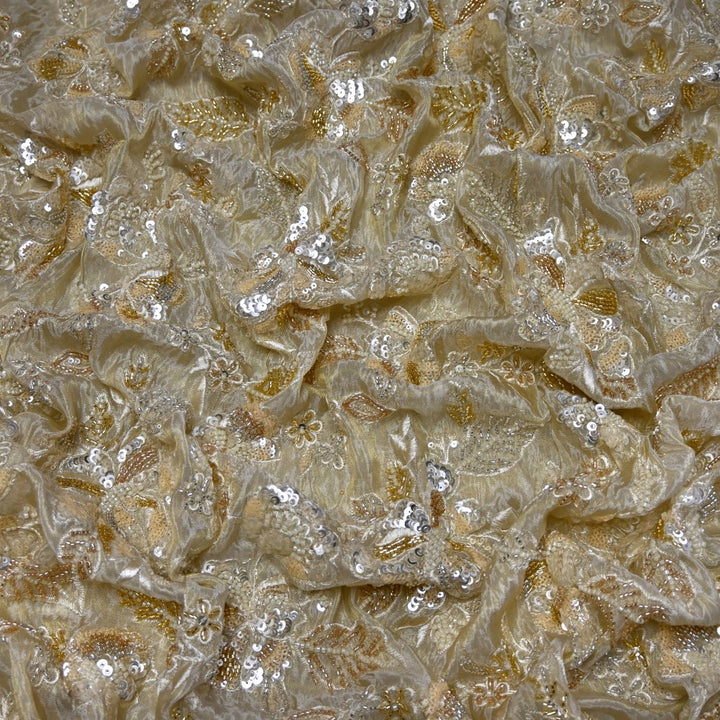 Premium Dyeable Tissue Moti Sequins Embroidery Fabrics