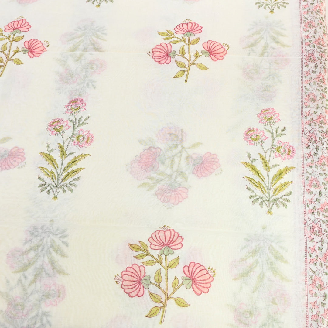 Silk Chanderi Printed Fabric-Lightweight Soft Designer Fabric-SIL205-10
