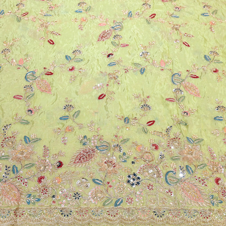 Premium Semi Silk Sequins & Moti Embroidery 54" | Designer Embroidered Fabric | V3363C-04