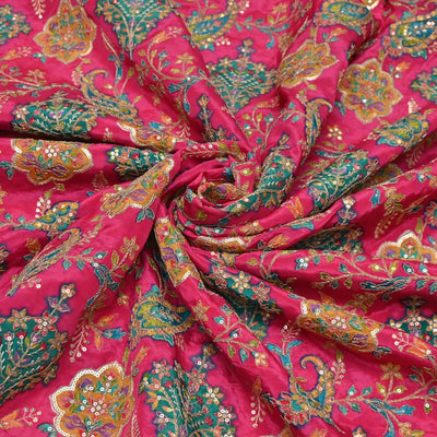 Dyed Viscose Georgette Moti Mirror Sequins Embroidery Fabrics