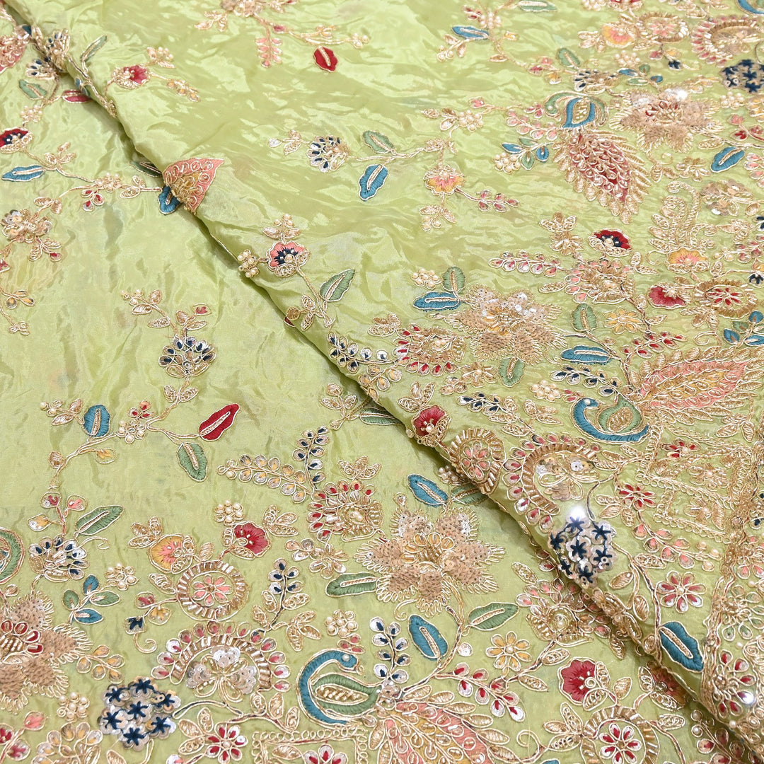 Premium Semi Silk Sequins & Moti Embroidery 54" | Designer Embroidered Fabric | V3363C-04