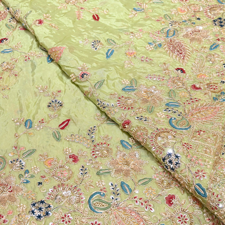 Premium Semi Silk Sequins & Moti Embroidery 54" | Designer Embroidered Fabric | V3363C-04