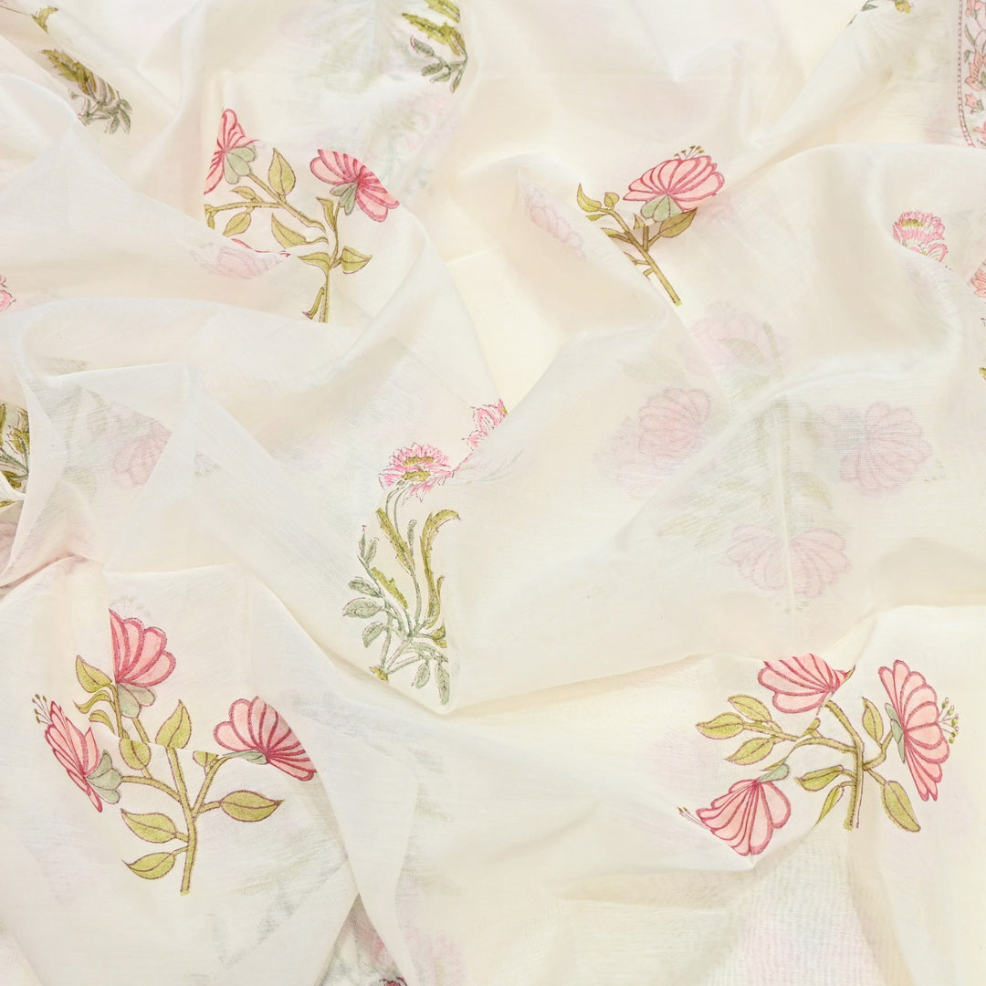 Silk Chanderi Printed Fabric-Lightweight Soft Designer Fabric-SIL205-10