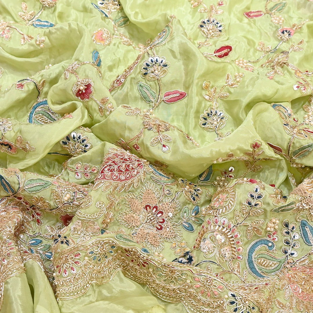 Premium Semi Silk Sequins & Moti Embroidery 54" | Designer Embroidered Fabric | V3363C-04