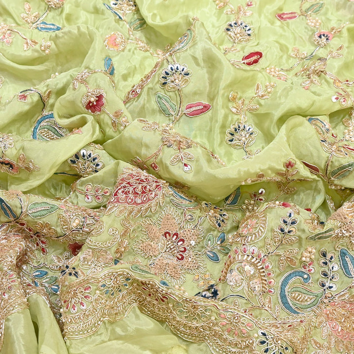 Premium Semi Silk Sequins & Moti Embroidery 54" | Designer Embroidered Fabric | V3363C-04