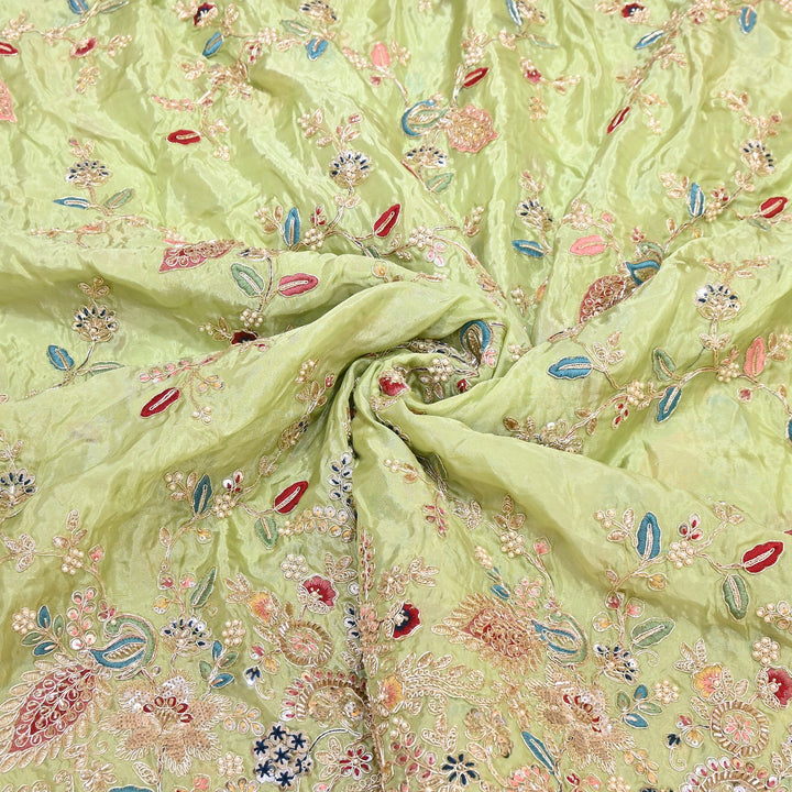 Premium Semi Silk Sequins & Moti Embroidery 54" | Designer Embroidered Fabric | V3363C-04