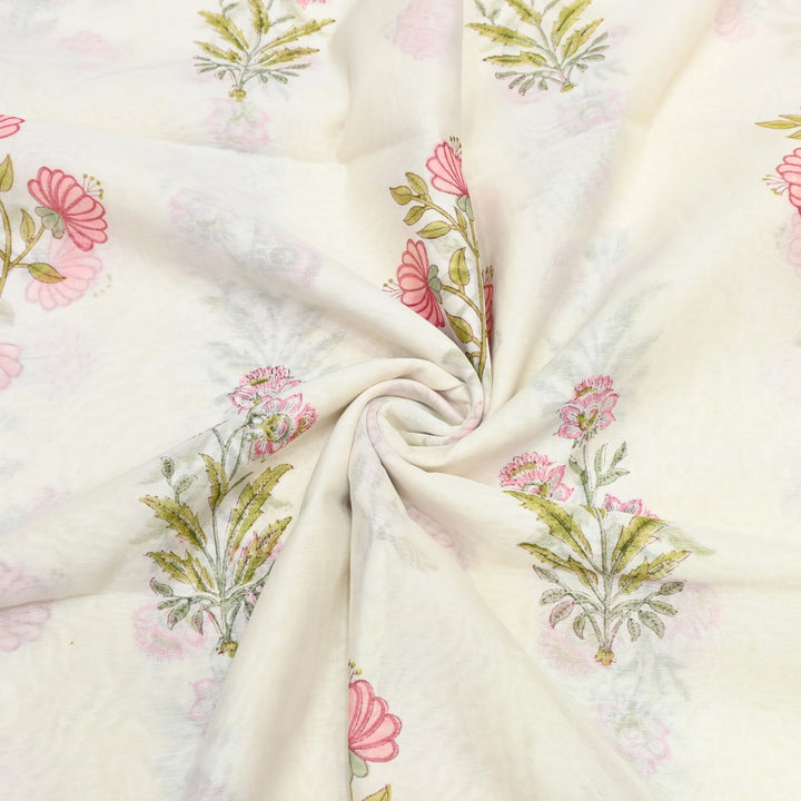 Silk Chanderi Printed Fabric-Lightweight Soft Designer Fabric-SIL205-10