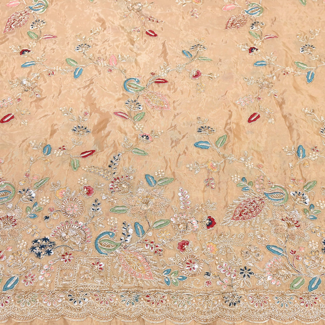 Premium Semi Silk Sequins & Moti Embroidery 54" | Designer Embroidered Fabric | V3363C-01