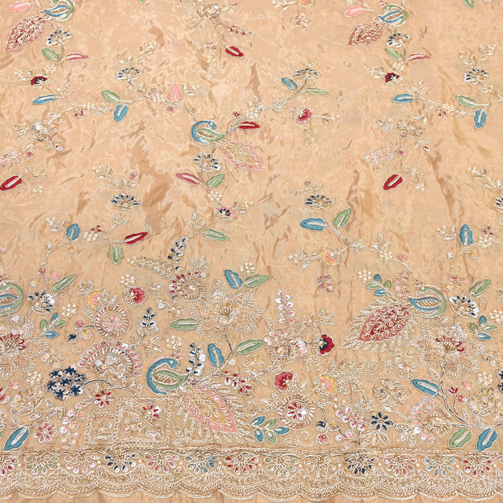 Premium Semi Silk Sequins & Moti Embroidery 54" | Designer Embroidered Fabric | V3363C-01