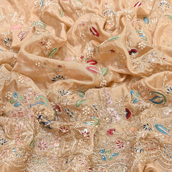 Premium Semi Silk Sequins & Moti Embroidery 54" | Designer Embroidered Fabric | V3363C-01