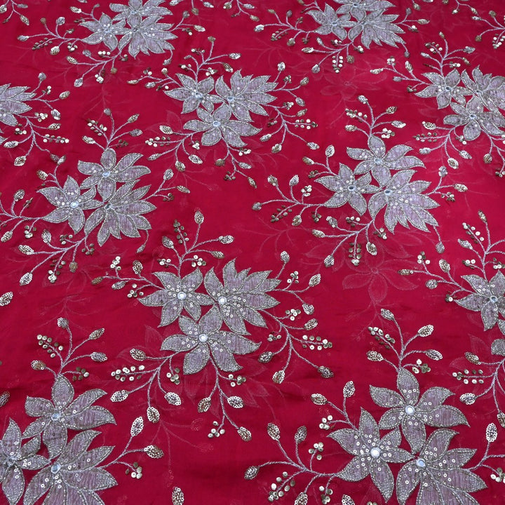Dyed Viscose Georgette Moti Mirror Sequins Embroidery Fabrics