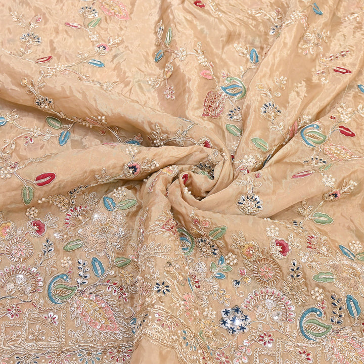Premium Semi Silk Sequins & Moti Embroidery 54" | Designer Embroidered Fabric | V3363C-01
