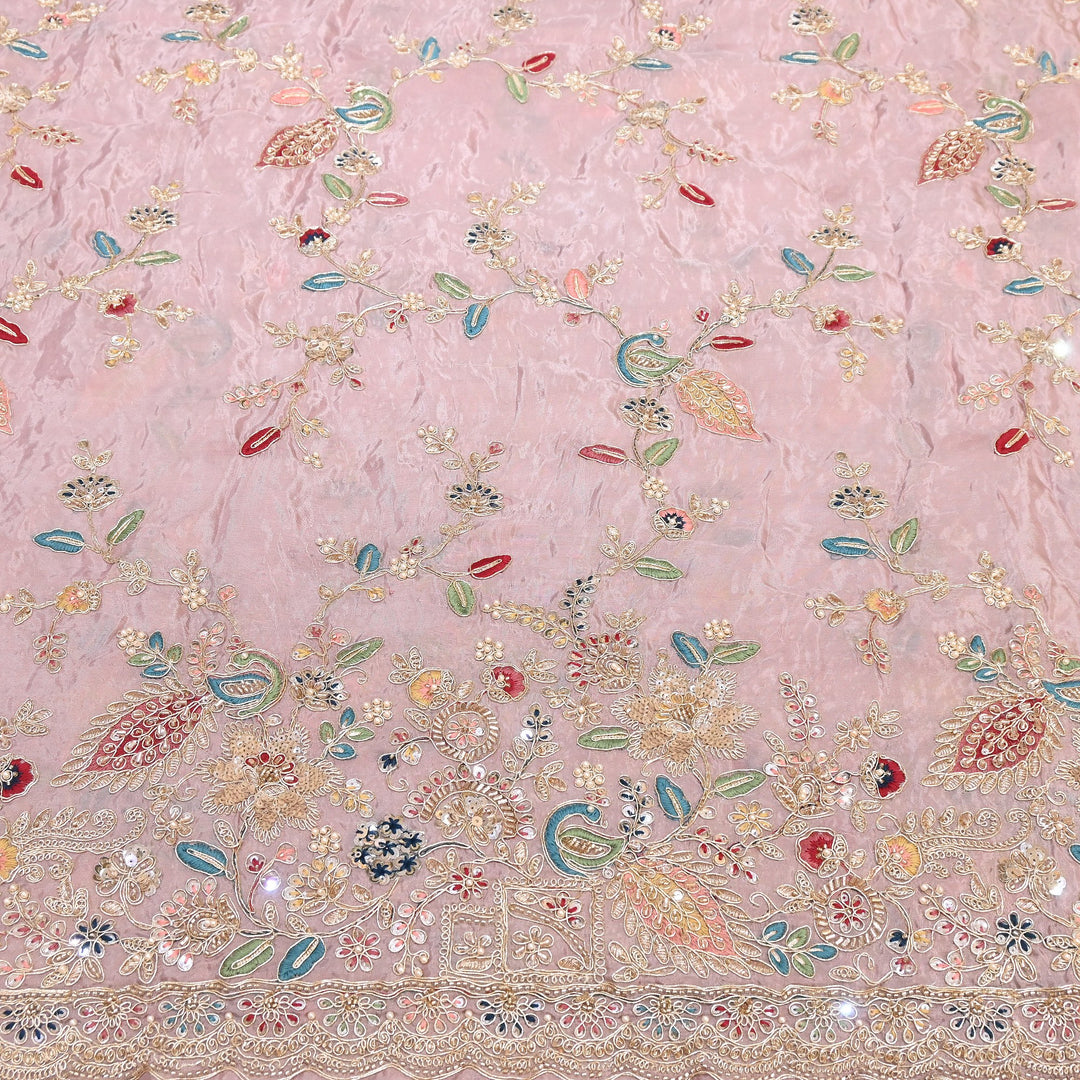 Premium Semi Silk Sequins & Moti Embroidery 54" | Designer Embroidered Fabric | V3363C-02