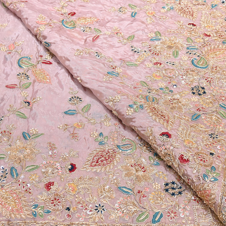 Premium Semi Silk Sequins & Moti Embroidery 54" | Designer Embroidered Fabric | V3363C-02
