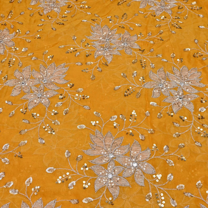 Dyed Viscose Georgette Moti Mirror Sequins Embroidery Fabrics