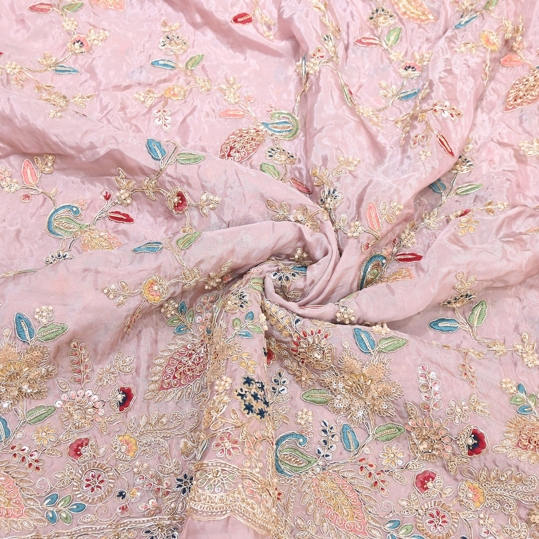 Premium Semi Silk Sequins & Moti Embroidery 54" | Designer Embroidered Fabric | V3363C-02