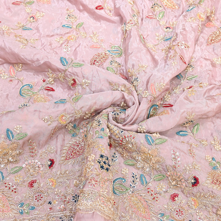 Premium Semi Silk Sequins & Moti Embroidery 54" | Designer Embroidered Fabric | V3363C-02