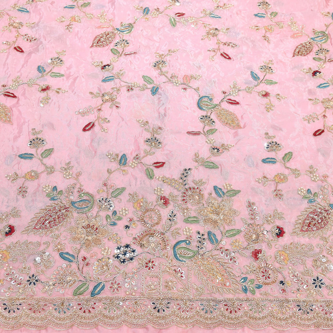 Premium Semi Silk Sequins & Moti Embroidery 54" | Designer Embroidered Fabric | V3363C-05